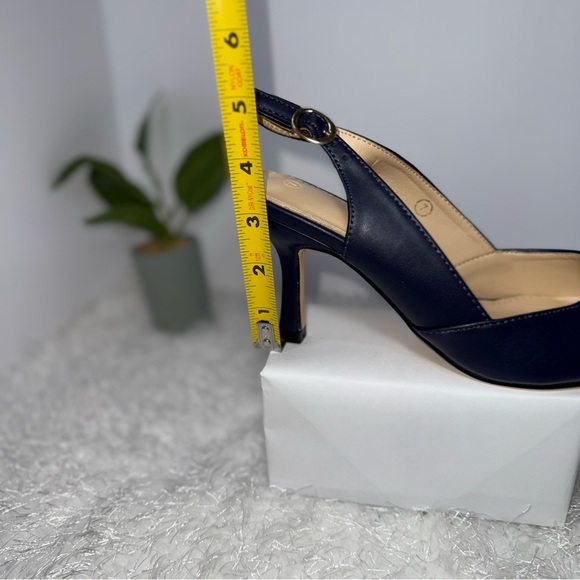 Navy Blue Slingback Pointed Toe Heels Women's Size 7 Stiletto - Picture 7 of 10